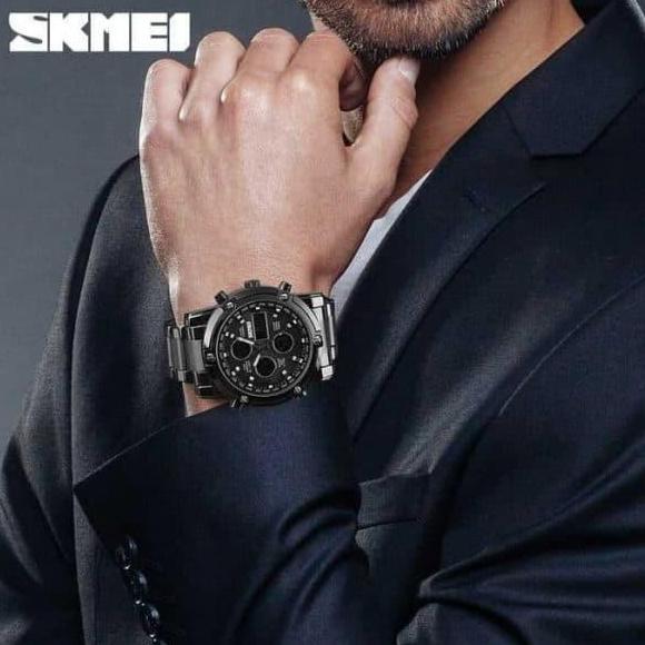Wgwg- Jam Tangan Pria Digital Skmei 1389 Black Water Resistant 30M