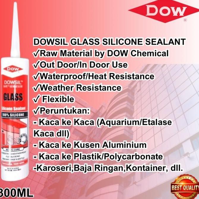 Qnqx- Lem Silikon Dowsil Glass Sealant/Dowsil Glass/Dowsil:Clear/Black/White