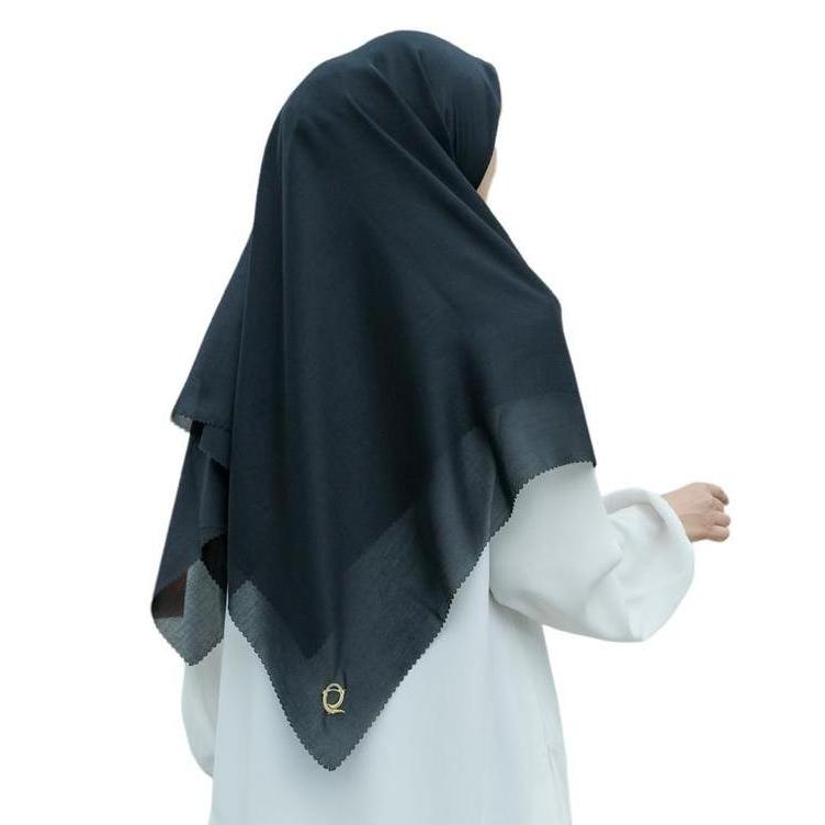 Dieocrd- Kerudung Segi Empat Hijab Elzahra Paris Premium 120 Square Wanita Hitam Syari Basic - Voal