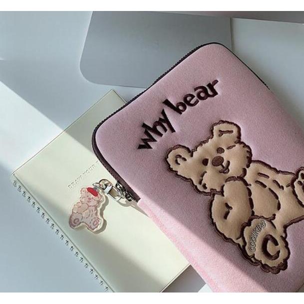 Sleeve Pelindung Laptop 12 13 13.3 14 15 15.6 Inci Tas Warna Pink Hitam Motif Karakter Beruang Lapis