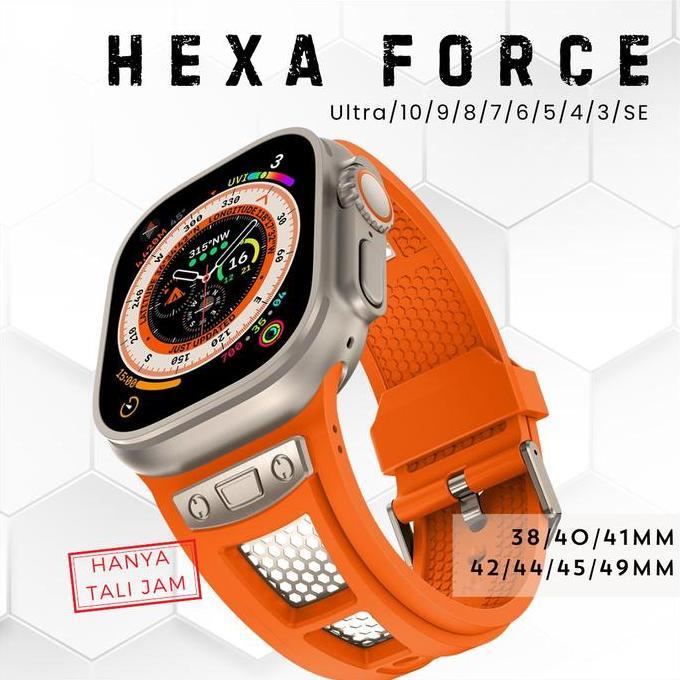 [Tali Jam] Smart Watch Strap Ultra 10 9 8 7 6 5 4 Se Hexa Force Band Karet Besi Premium Rubber Acces