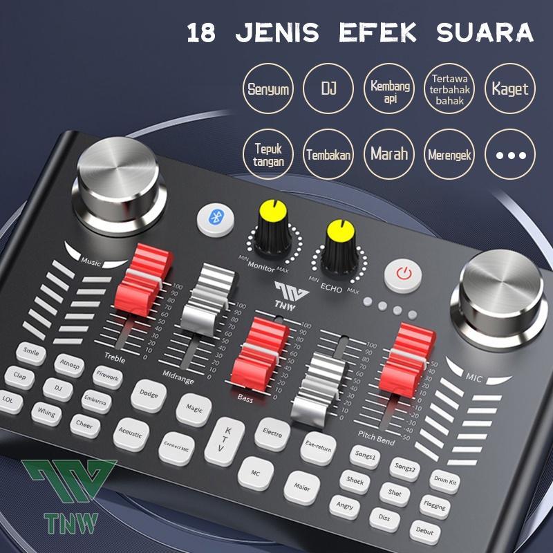 Tnw-V18 Sound Card Bluetooth Live Soundcard V18 Soundcard Audio Live Mixer Untuk Live Streaming Kara