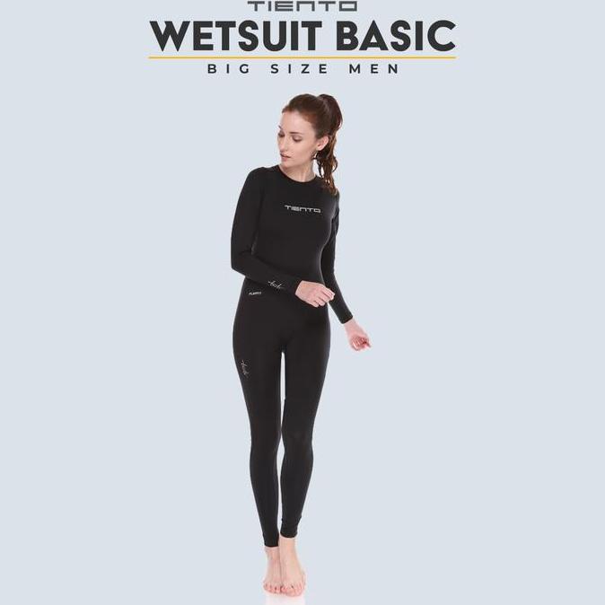 Tiento Wanita Wetsuit Swimwear Basic Black Baju Celana Pakaian Renang Diving Surfing