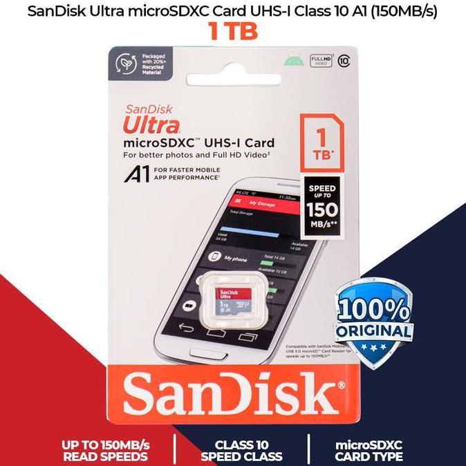 TERBARU - Sandisk 1TB Ultra Speed 150 mb/s Memory Hp Micro SD SDXC Card A1 Card
