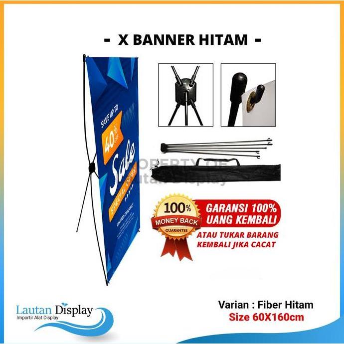 Kirimcoyy- X Banner 60 Cm X 160 Cm Murah (Kerangka Saja) Warna Hitam, Stand Banner  Tiang  X Stand B