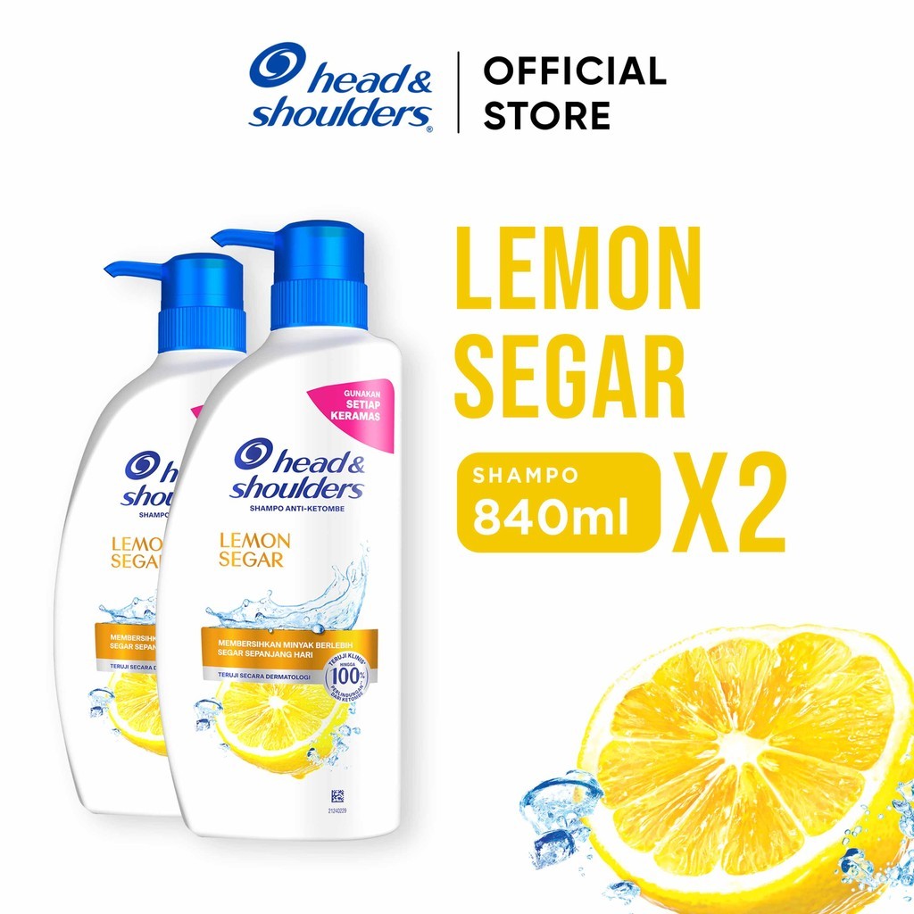 Head and Shoulders Sampo Anti Ketombe Lemon Segar Perawatan Rambut 840ml x2 / Head and Shoulders Sha