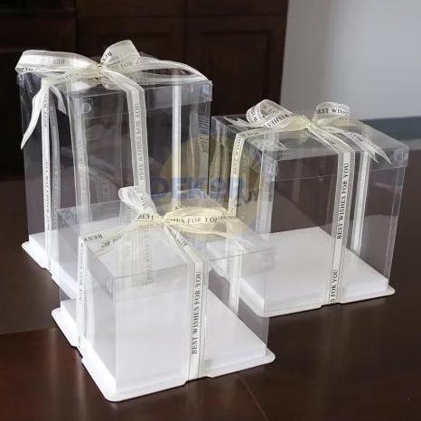 Kirimcoyy- Box Mika Kue Kotak Transparan Ulang Tahun Packaging Dekorasi Kue