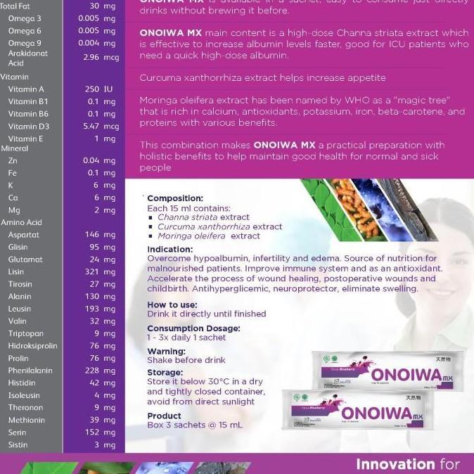 Cod,Bisa- Onoiwa Mx Albumin Ekstrak Ikan Gabus Premium Cair 1 Box Isi 3 Sachet 15Ml Rasa Blueberry M