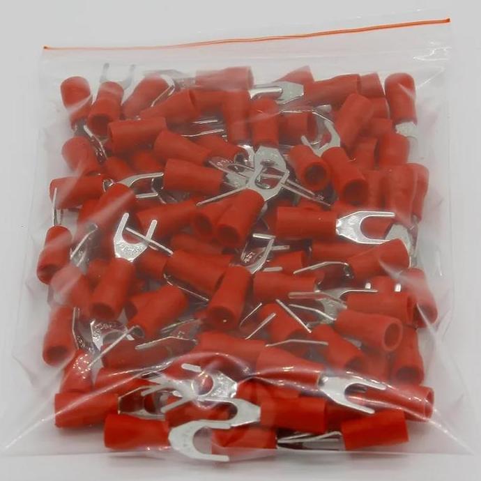 Fastrik- Skun Garpu Y 1.25-3.5 Merah Untuk Kabel 0.25Mm 0.5Mm 0.75Mm 1Mm 1.5Mm