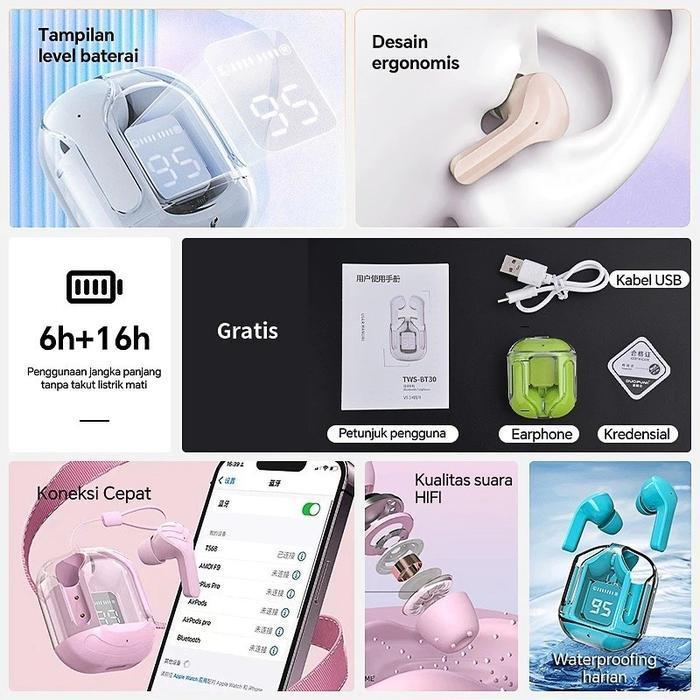 Tws Xt16 Headset Bluetooth Full Bass Bass Stereo Earpiece Lubang Suara Headset Nirkabel Bluetooth