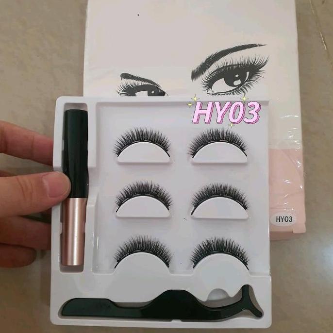Cod,Bisa- Bulu Mata Magnet 3Pairs . Bulu Mata 3D Magnet Eyeliner