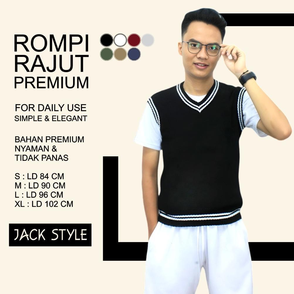 ORIGINAL ROMPI RAJUT PRIA WANITA LIST KOREA STYLE OUTER TERBARU VEST PREMIUM BEST SELLER / KOREAN VE
