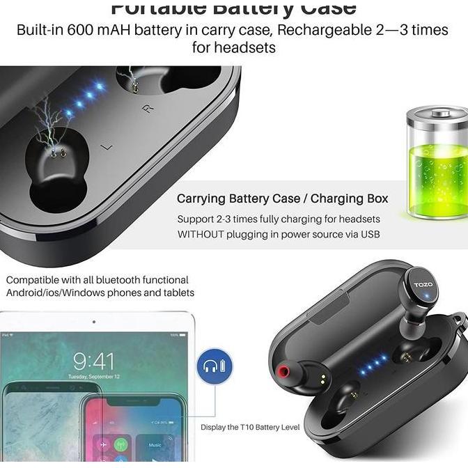 Tozo T10S 2022 Tws True Wireless Earbuds Bluetooth 5.2 Ipx8 Enc Earbud