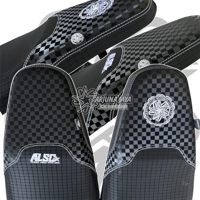 Sarung Dan Kulit Jok Motor Arjuna V2 Dan Mode V3 Bordir Kotak Catur X Catur Salur Hitam Terbaru Bisa