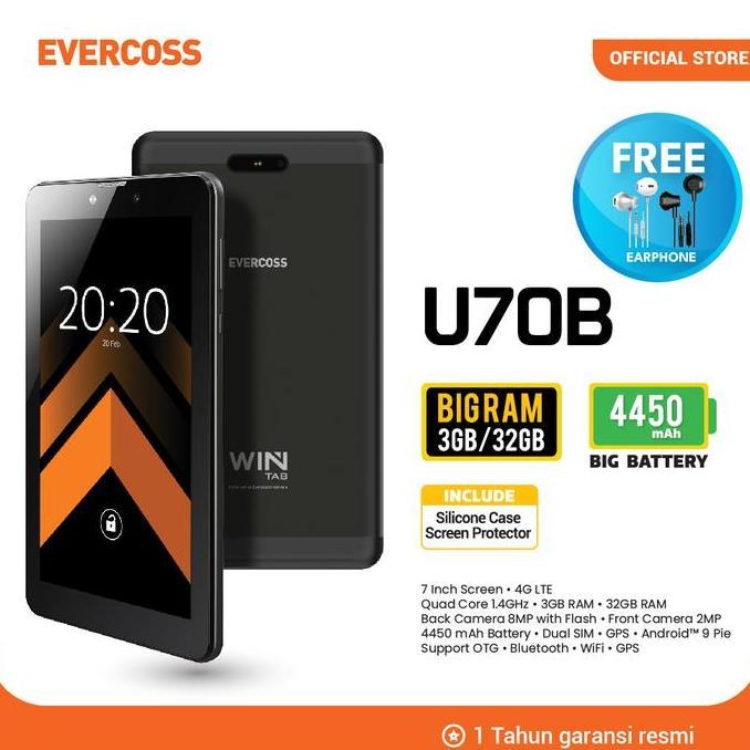 Bestone- Evercoss U70B tablet 4G LTE 7inc ram 3gb rom 32gb garansi resmi