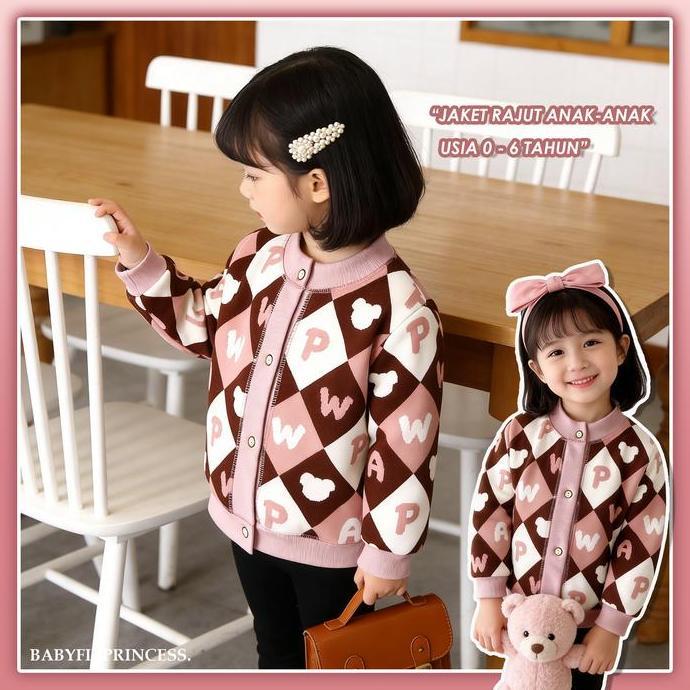 Promo BabyFit Princess Cardigan Rajut Anak-Anak Jaket Sweater Bulu Tipis untuk Bayi Laki-laki dan Pe