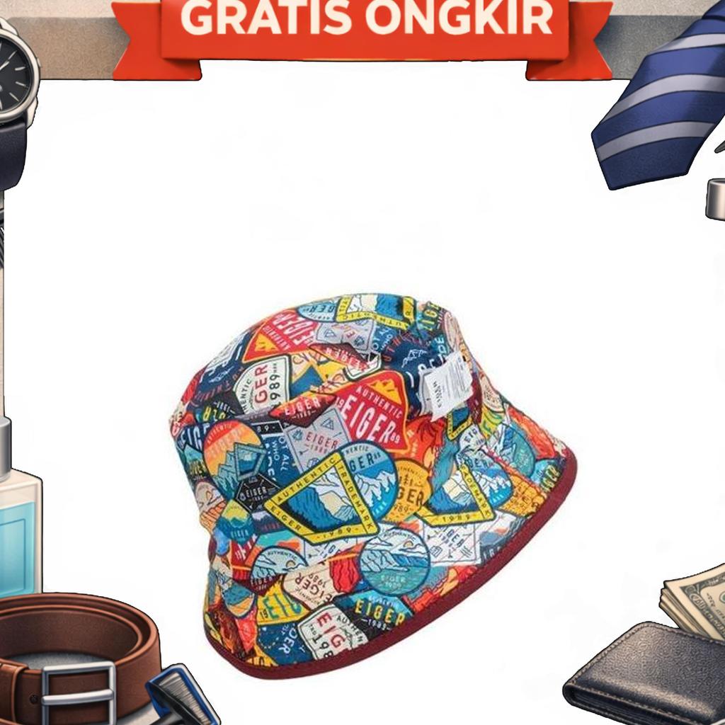Topi Bucket Eiger Flecken Hat 1.0 Original 2 In 1 Maroon 910006540