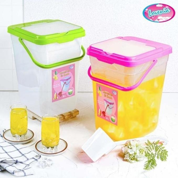 Toples Es Buah 15 Lt Bonus Gayung Bajigur / Tempat Es buah Prasmanan dengan gagang mudah dibawa