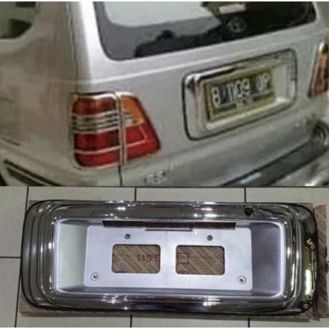 Ornamen list bagasi belakang plat nomor kijang kapsul 97-2003 DISKON