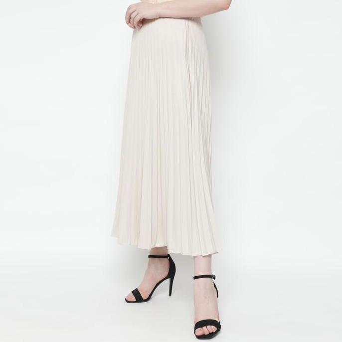 duapola Rok Panjang Plisket Payung Aline 7176 - Cream