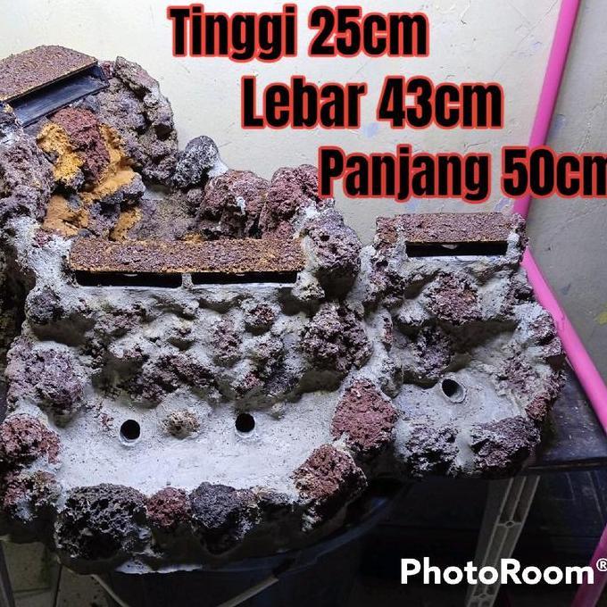 Hiasan aquarium aquascape tebing air terjun pasir