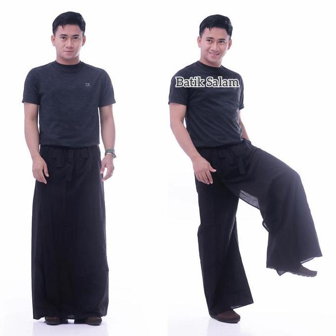 Thebest- SARUNG CELANA DEWASA HITAM POLOS BAHAN KAIN KATUN HITAM FULL