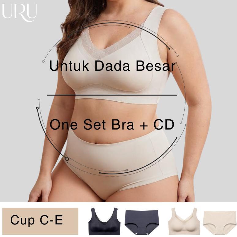 URU [1 SET] Signature  jumbo Seamless Bundle Pack | Bra Tanpa Kawat Anti Jiplak CD Nylon beha bh cup