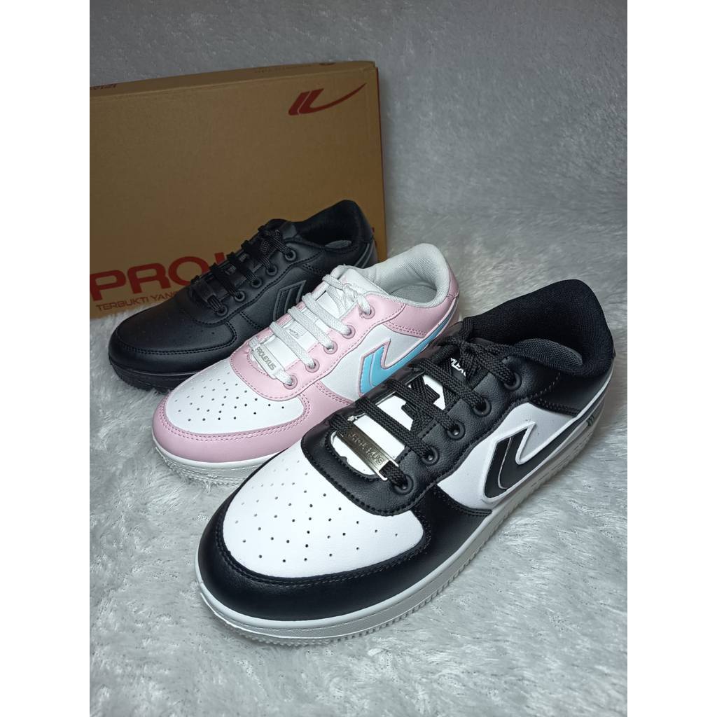 NEW ERA [ 34-44] Sepatu Sekolah Kulit Sport Prolexus Full Hitam & Putih/Hitam Putih/Pink | Sepatu Ta