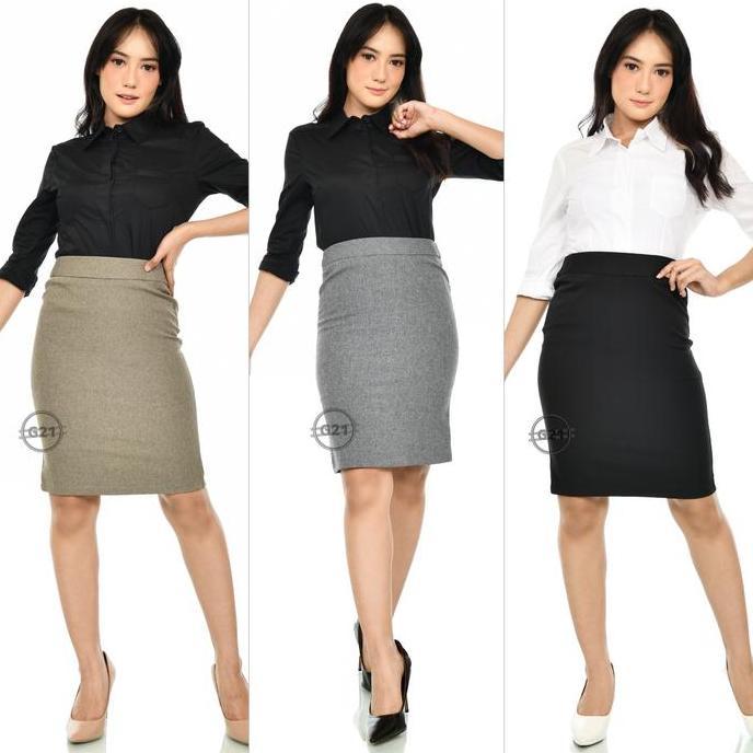 Rok Kerja Kantor Pendek Span Pencil Hitam Dan Warna Wanita Bahan Dasar Formal High Premium Quality A