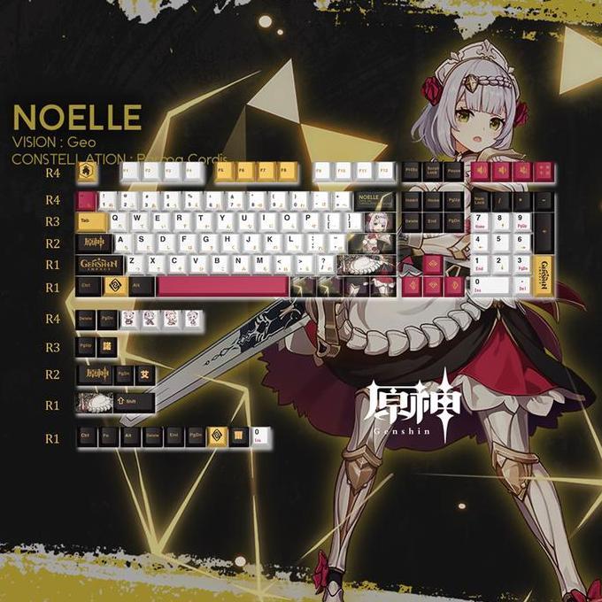 Genshin Impact Pbt Keycaps Hutao/Noelle/Raiden Shogun/Shenhe/Xiao Terlaris