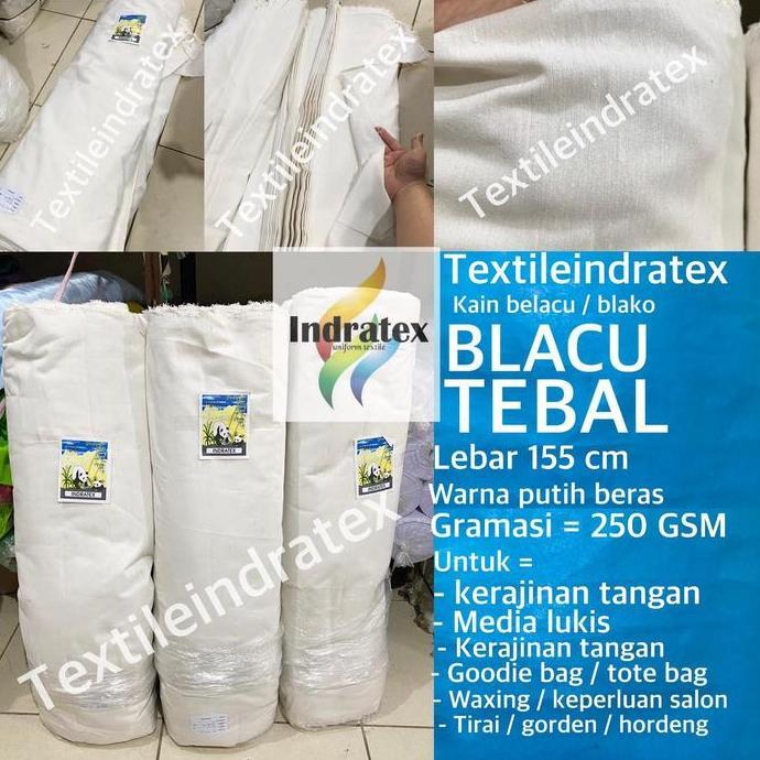 ( per 1 roll ) Kain BELACU BLACU BLAKO TEBAL rollan lebar 155 cm calico fabric warna putih bahan cra