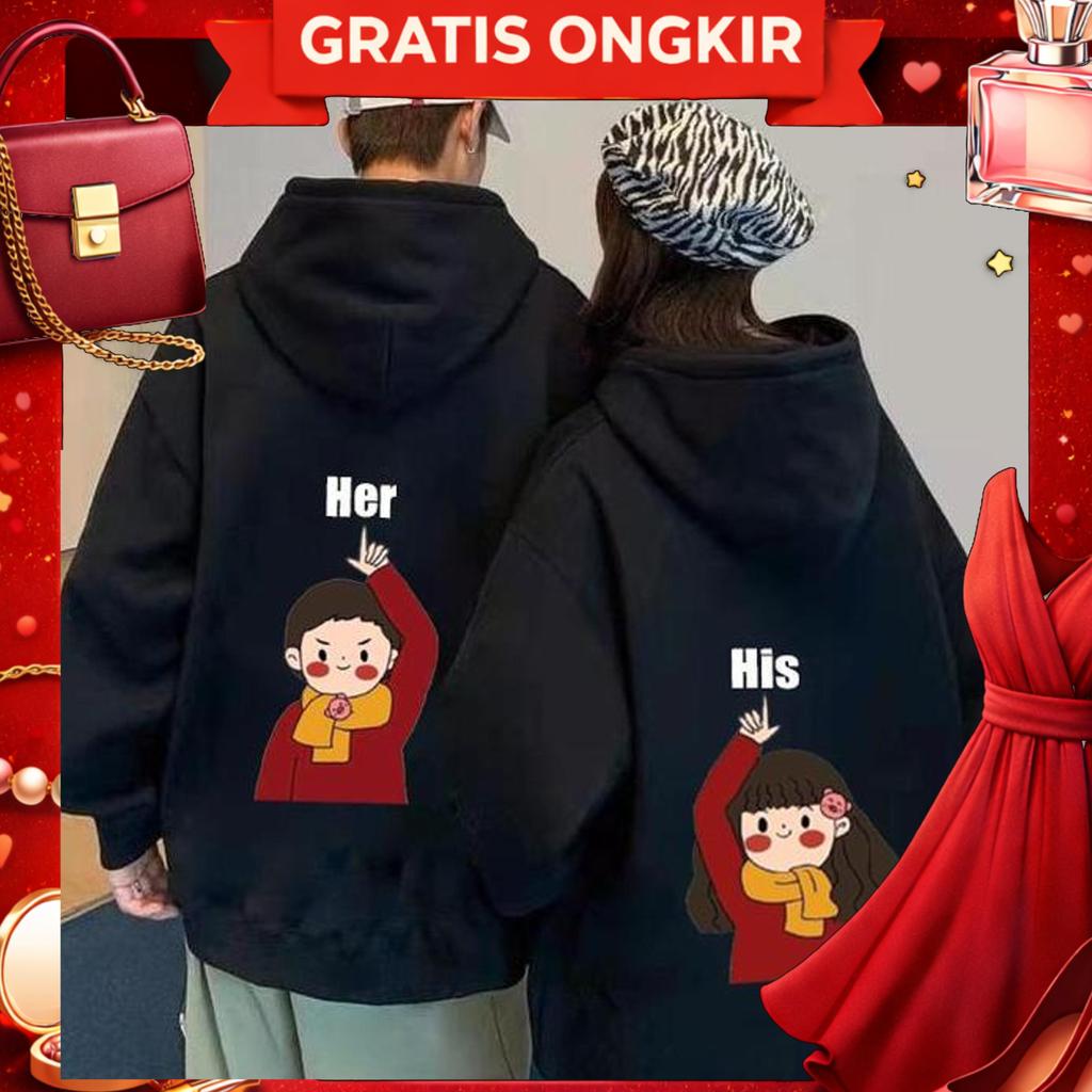 Switer Hoodie Couple Pasangan Pria Wanita / Sweater Couple Her & His Cwe Cwo Hoodie Couple Pria Wani