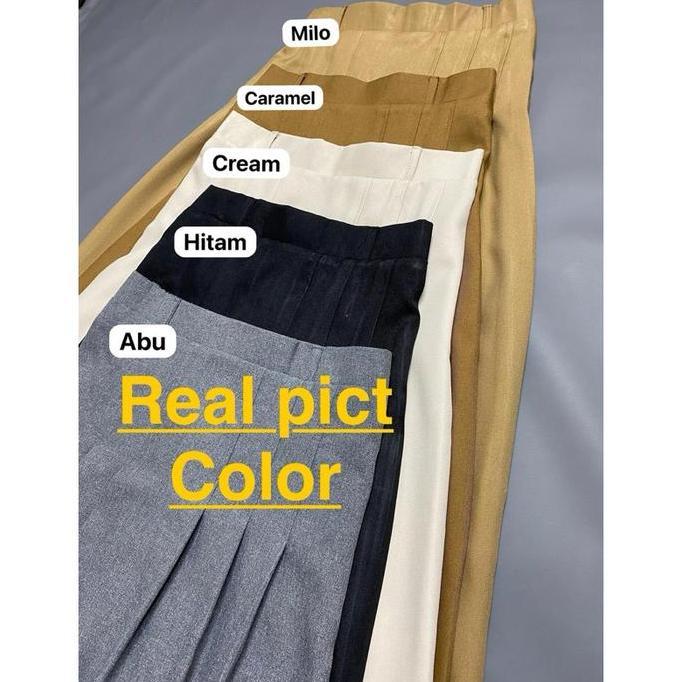 Sale Rok Flare Wanita Korean Style Bahan Semiwool Lokal Model Panjang & Midi - Pendek, Casual