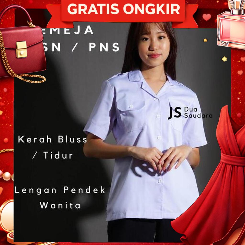 Kerah Bluss Kemeja Asn / Baju Dinas / Kemeja Putih / Kemeja Pemda/ Baju Pemda / Wanita Lengan Pendek