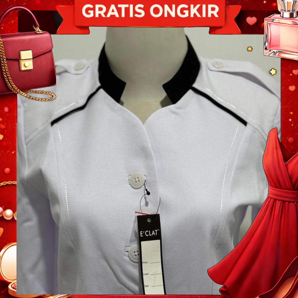 Seragamseragam - Baju Blazer Pdh Kemeja Kerja Wanita Putih Kombinasi Hitam Lengan Panjang Pdh Pangka