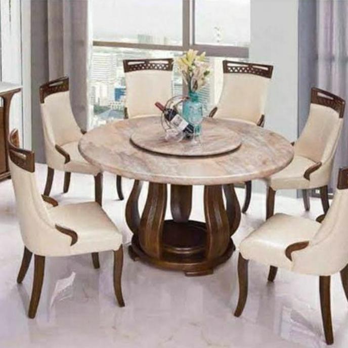 Terlaris Meja Makan Bulat Meja Makan Marmer Kayu Jati Furniture Jepara