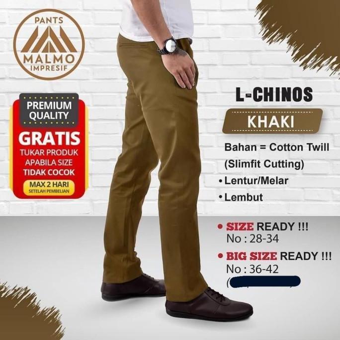 Thebest- MALMO 100% Ori Celana Chinos Panjang Pria Jumbo Slimfit 36 38 40 42 44