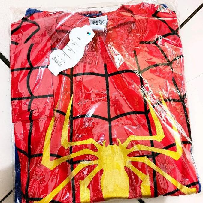 Terpopuler- Baju Anak Kostum Spiderman Ada Topeng Bahan Kain Katun Untuk Umur 1-10 Tahun
