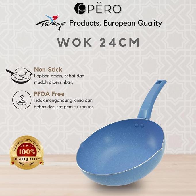 Terpopuler- [Exclusive Koko Panci] Pero Wokpan 24Cm Tanpa Lid/ Wajan Penggorengan Dengan Tutup Kaca 