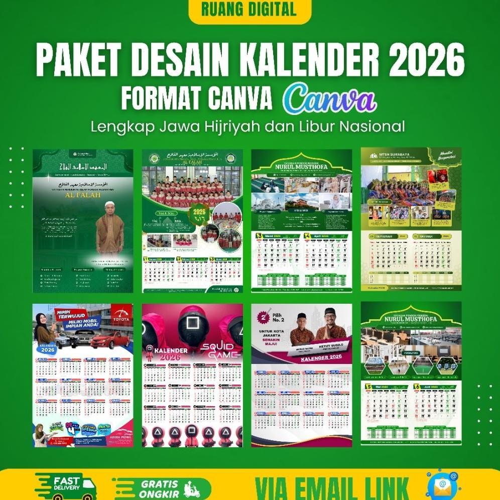READY [PROMO] Paket Desain Kalender 2026 Format Canva