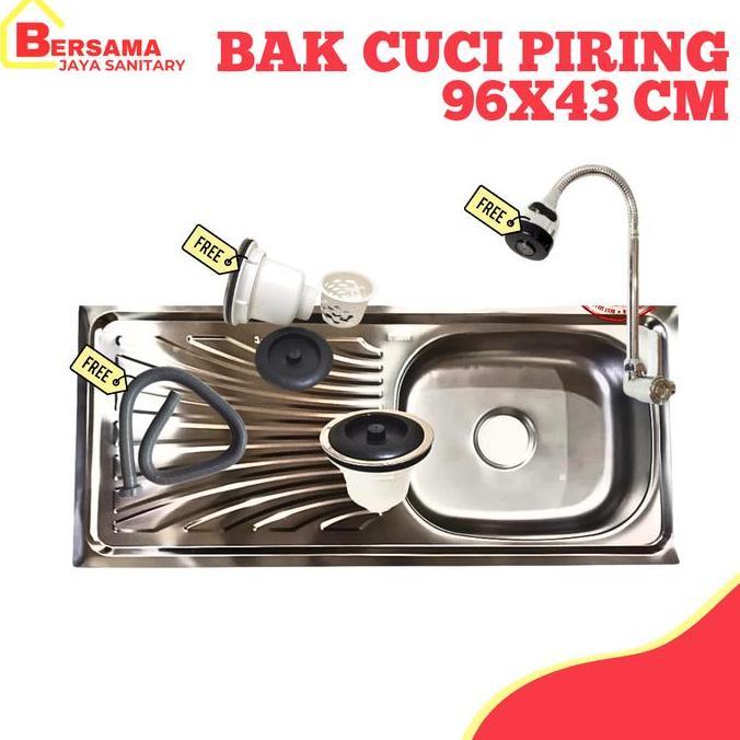 Newkirim- Paket Lengkap Wastafel Cuci Piring Kitchen Sink Cuci Piring Tempat Cuci Piring Stainless S