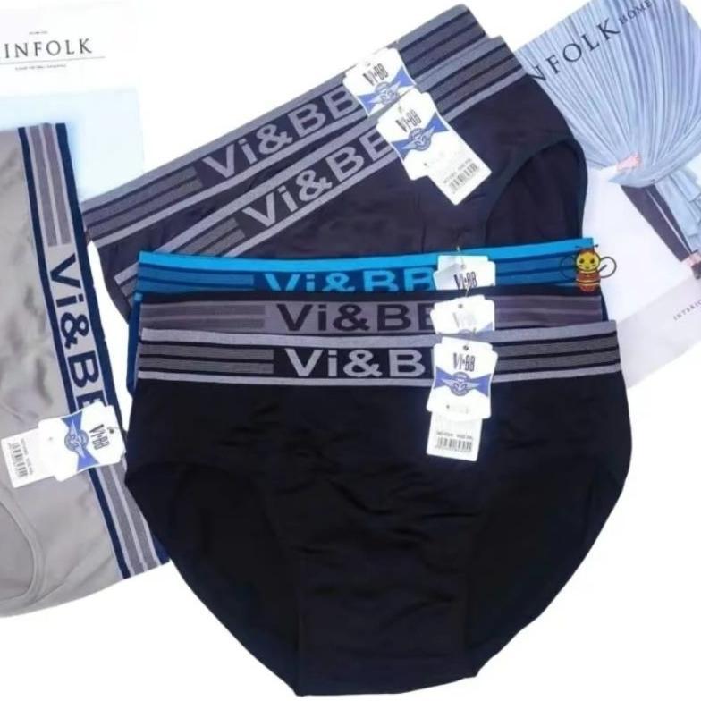 12pcs Celana dalam Vi&bb segitiga / Cd pria VIBB brief / Celana dalam pria seamless vibb