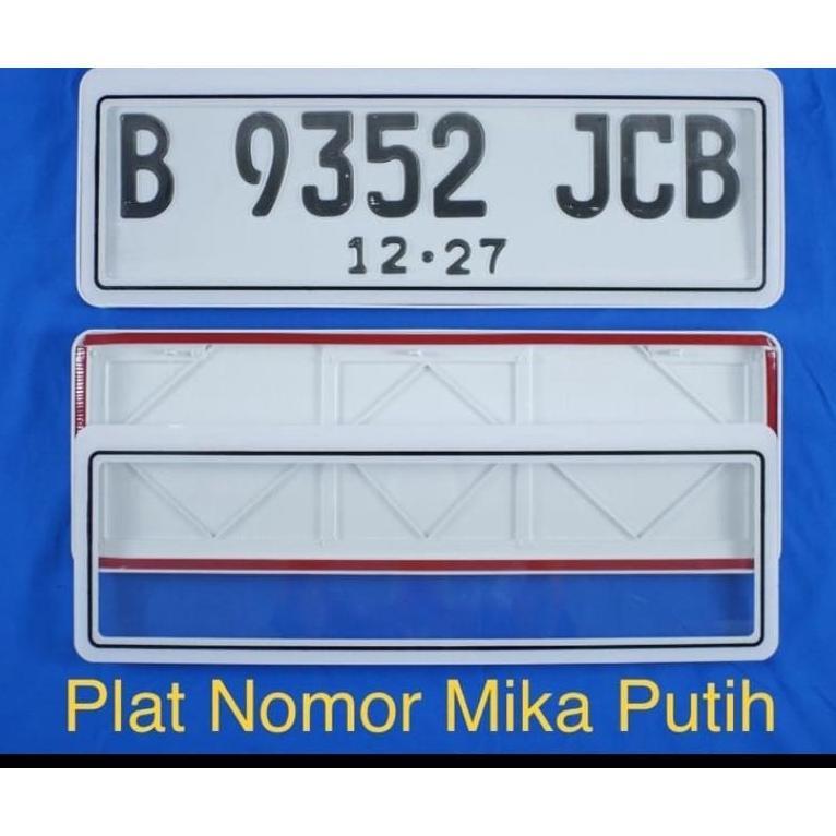 Cover Plat Nomor Mobil Acrylik PUTIH Tempat Plat Nomor PUTIH 1set