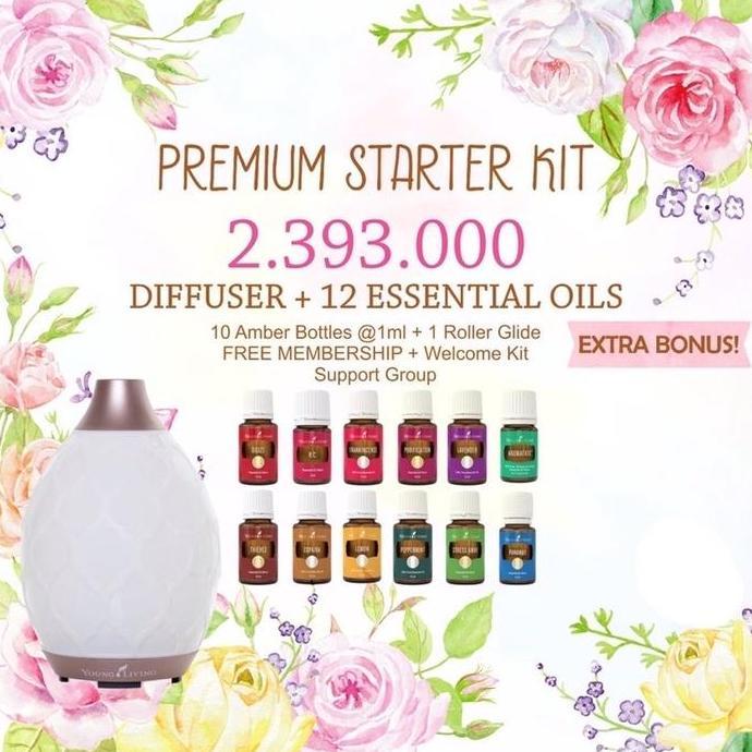 Young Living Premium Experience Package 1 Diffuser + 12 Essential Oil