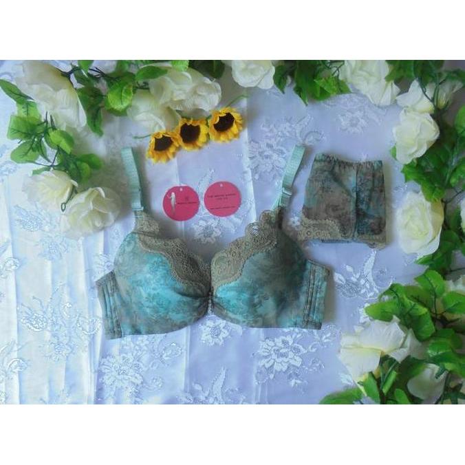 BH-BRA DAN UNDERWEAR SEXY RENDA/LACE LSMT128822 GREEN/HIJAU MUDA
