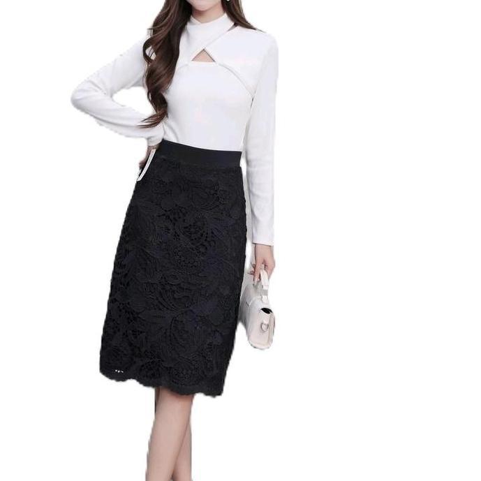 Rok wanita model' span brokat import mewah