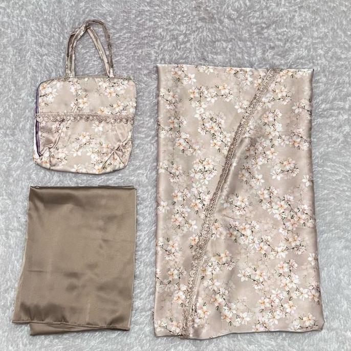 mukena silky premium 2in1 / mukena silky zarra premium 2in1 / mukena travelling silky premium Bunga 