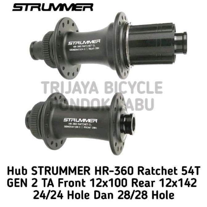 Hub FreeHub STRUMMER HR-360 RATCHET 54T Gen 2 Mat Black Depan Belakang 24 Hole Dan 28 Hole Disc Brak