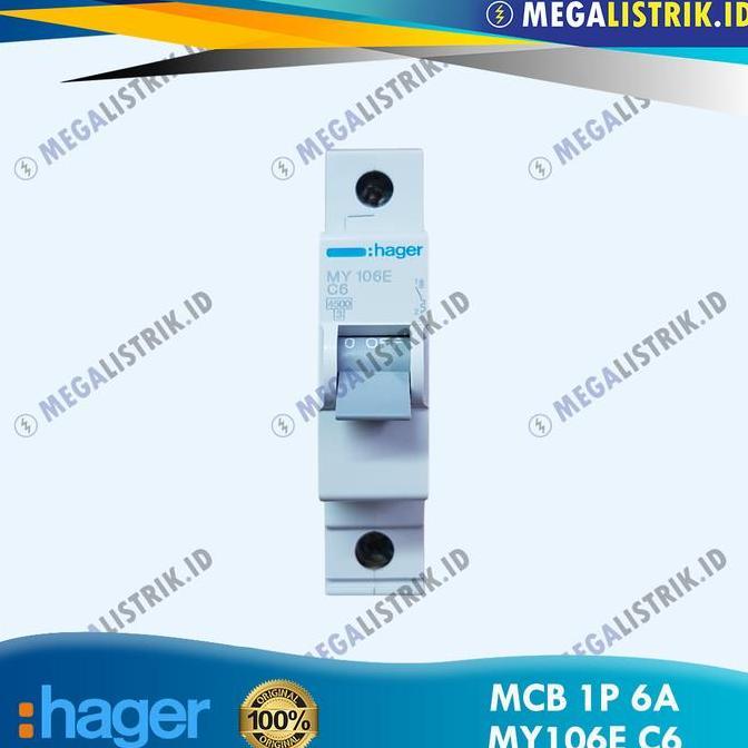 Promo Hager MCB 1P 6A MY106E / MCB 1 Phase 6 Ampere 4.5kA C6 SNI Diskon