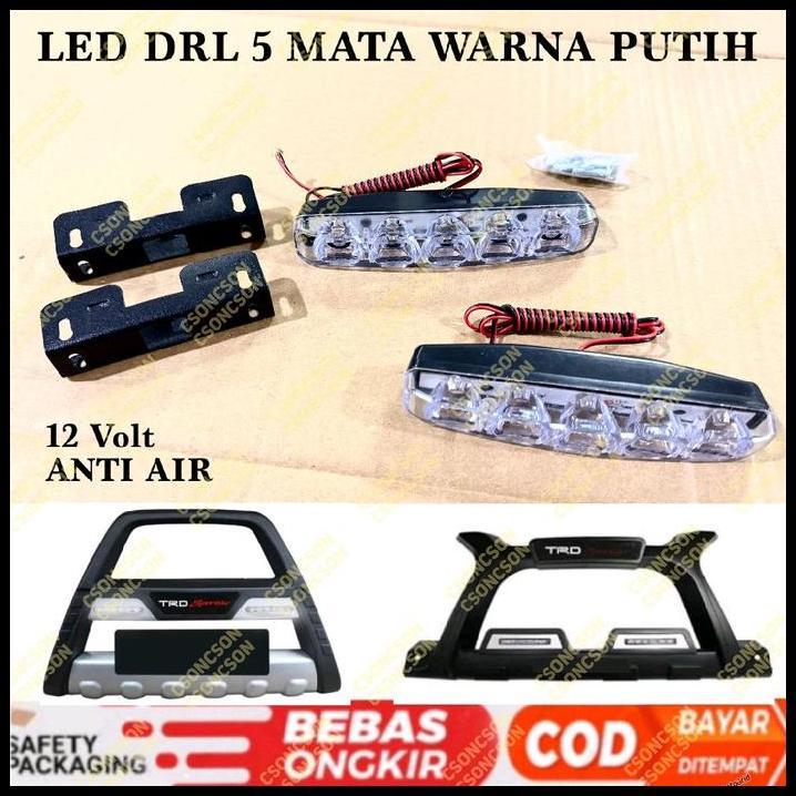 TERMURAH LAMPU LED DRL 5 MATA TANDUK TRD LUXURY A PUTIH 12 VOLT ANTI AIR